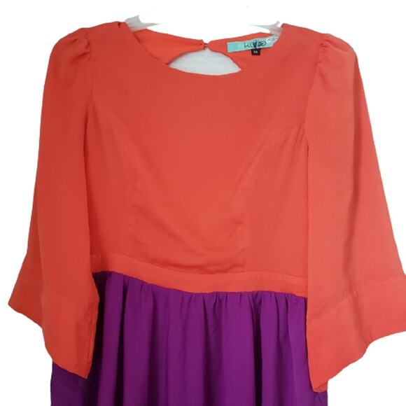 2 For $5 Sale Karlie Open Back Orange & Purple Dress Size M - Picture 3 of 10